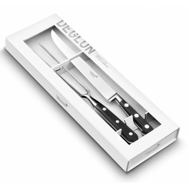 Offres ❤️ Coffret Découpe Viande Couteau à Découper 22 cm et Fourchette Diapason 17 cm Cuisine Idéale Sabatier Déglon 🥰 1 Offres ❤️ Coffret Découpe Viande Couteau à Découper 22 cm et Fourchette Diapason 17 cm Cuisine Idéale Sabatier Déglon 🥰