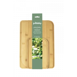 De gros ✨ Lot 2 Planches à Découper Bambou avec Rigole Vert Sauge Pebbly ⌛